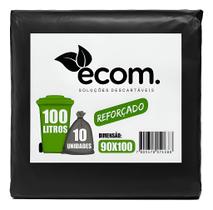Saco de Lixo Reforçado de 100 Litros para Uso Pesado - 10 Unidades - 0,12 Micras - Ecom.