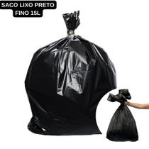 Saco de Lixo Reforçado Preto Fino - 15L 39x58cm - pct 20 Unidades