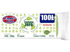 Saco de Lixo Verde 100L Reforçado Embalixo - Carbono Zero 15 Unidades