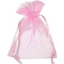 Saco de Organza Rosa 10X15CM Pacote com 10 Unidades