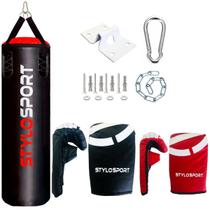 Saco de Pancada 120 + 2 Luvas Bate Saco + Suporte Stylo Sport