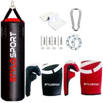 Saco de Pancada 120 + 2 Luvas Bate Saco + Suporte Stylo Sport Saco de Pancada 120 + 2 Luvas Bate Saco + Suporte Stylo Sport