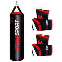 Saco de pancada 120cm profissional boxe + 2 luvas de treino (infantil)