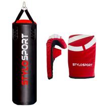 Saco de pancada 120cm profissional vazio + luva de treino bate saco boxe - infantil