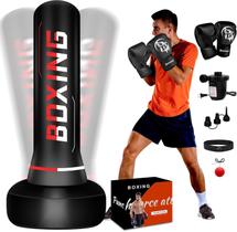 Saco de Pancada Autoportante para Adultos e Adolescentes, Saco de Pancada Pesado de 70" com Luvas de Boxe e Bomba de Ar Elétrica para Iniciantes em Treinamento de Kickboxing, MMA, Muay Thai, Fitness, Escritório e Academia em Casa Saco de Pancada Autoportante para Adultos e Adolescentes, Saco de Pancada Pesado de 70" com Luvas de Boxe e Bomba de Ar Elétrica para Iniciantes em Treinamento de Kickboxing, MMA, Muay Thai, Fitness, Escritório e Academia em Casa