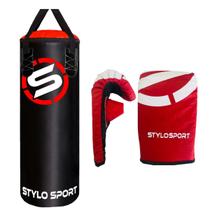 Saco de Pancada Boxe Stylo 70 + Luva de Treino Bate Saco Infantil