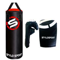 Saco de Pancada Boxe Stylo 70 + Luva de Treino Bate Saco Infantil