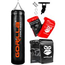 Saco De Pancada Profissional 180 Cm + 02 Pares De Luvas Bate Saco + Suporte Articulado Teto Gorilla