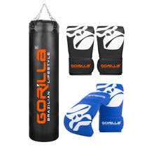 Saco De Pancada Profissional 180 Cm Boxe Muay Thai, Luva Bate Saco Pro Adulto E Luva Infantil Gorilla