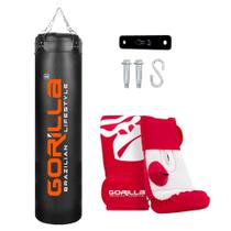 Saco De Pancada Profissional Grande 160 cm Luva Bate Saco Adulto Pro Suporte Teto Kit Gorilla Treino Luta Boxe Muay Thay