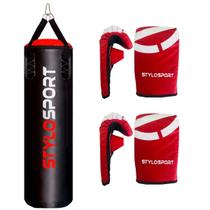 SACO DE PANCADA STYLO 120x100 + 2 LUVAS DE TREINO BATE SACO (ADULTO)