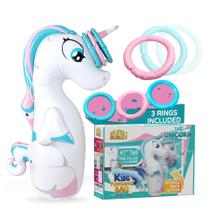 Saco de pancadas inflável Dudes Unicorn de 120 cm com Ring Toss Kids