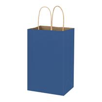 Saco de papel bagmad 50, pacote com 13,3 x 8,3 x 21 cm, azul pequeno com alças