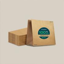 Saco de Papel Kraft Liso para Delivery - 28x32x17,5cm - Pacote com 100 Unidades