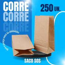 Saco de Papel Kraft SOS Delivery Liso Entrega fundo Largo 18kg G c/250 unid.