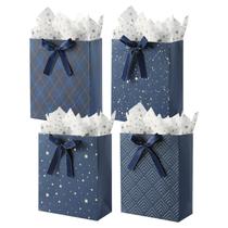 Saco de presente branco Kraft Paper Cute Cartoon Blue 23x18x10cm 10P