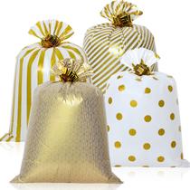 Saco de presente Fulmoon Golden Extra Large 122x91cm com flores de puxar