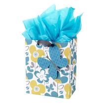 Saco de presente Hallmark Medium 9 Flowers Butterflies Turquoise