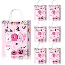 Saco de presente Kraft Paper Halloween Ghost, pacote com 10 22x16x8cm