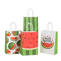 Saco de presente Kraft Paper Watermelon Cartoon, pacote com 12, 15x8x21cm