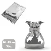 Saco de Presente Metalizado 10x15cm Mini (50u) Prata