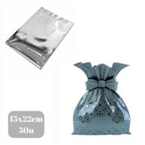 Saco de Presente Metalizado 15x22cm (50u) Plus Prata