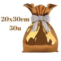 Saco de Presente Metalizado 20x30cm 50u Dourado Magnatech