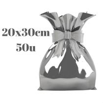 Saco de Presente Metalizado 20x30cm 50u Prata Magnatech Saco de Presente Metalizado 20x30cm 50u Prata Magnatech