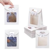 Saco de presente NBEADS Small White Kraft Paper com janela 16x12x6cm Saco de presente NBEADS Small White Kraft Paper com janela 16x12x6cm