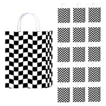 Saco de presente, papel Kraft, preto, branco, xadrez, pacote com 10 Saco de presente, papel Kraft, preto, branco, xadrez, pacote com 10