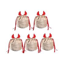 Saco De Presente Reutilizável De Veludo Com Cordão De Rena De Natal, Decoração De Festa Para Doces E Saco De Presente Reutilizável De Veludo Com Cordão De Rena De Natal, Decoração De Festa Para Doces E