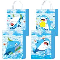 Saco de presente Shark White Kraft Paper 22x16x8cm, pacote com 10