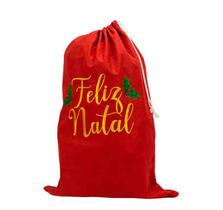 Saco De Presentes Grande Feliz Natal Papai Noel Tecido 60x40