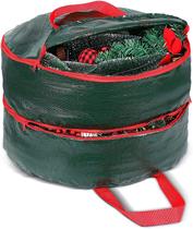 Saco de recipiente de armazenamento de grinalda de Natal de camada dupla Armazenamento de grinaldas Pure Color Sazonal Garland Recipiente de férias Caixa de armazenamento de grinalda festiva com zíperes duplos e alças para o Natal (verde, 30 polegadas)