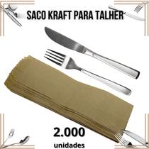 Saco de talher papel Kraft liso para Restaurante embalagem higiênica 2.000 unidades Saco de talher papel Kraft liso para Restaurante embalagem higiênica 2.000 unidades