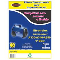 Saco Descartável Aspirador De Pó Electrolux Super Compact A330 A340 A350 Com 3 Unidades