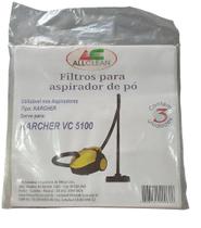 SACO DESCARTÁVEL PARA ASPIRADOR DE PÓ KARCHER VC 5100 Contém 3 unidades