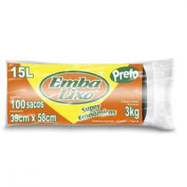 Saco Embalixo Rolo Super Economico Preto 15L Com 100 Sacos 510051 Saco Embalixo Rolo Super Economico Preto 15L Com 100 Sacos 510051