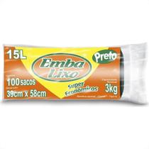Saco Embalixo Rolo Super Economico Preto 15L Com 100 Sacos 510051 Saco Embalixo Rolo Super Economico Preto 15L Com 100 Sacos 510051