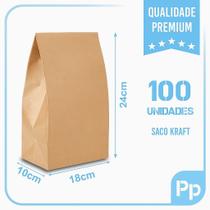Saco Kraft para Delivery 24x18x10cm - Pacote com 100 Unidades