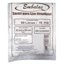 Saco Lixo Hospitalar Infectante 50L C/100 Branco Embalac