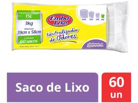 Saco Lixo Neutralizador de Odores Retém Cheiro 15 L 60 Sacos Saco Lixo Neutralizador de Odores Retém Cheiro 15 L 60 Sacos