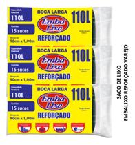 Saco Lixo Preto Super Prof. Preto 110l C/ 15 Sacos + Brinde