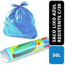 Saco lixo super resistente azul c/30 50l valeplast