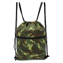 Saco mochila com zíper camuflada para academia confortável verde