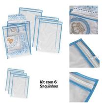 Saco organizador de roupa suja e limpa kit com 6 unidades Azul