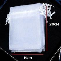 Saco Organza Cristal 15x20 - Branco - Kit 100 Unid