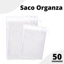 Saco Organza - Saquinho 17x23 - Branco - C/50 Unidades Para Lembrancinha - brx