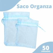 Saco Organza - Saquinho Azul 13x18 cm - C/ 50 Para Lembrancinha - BRX
