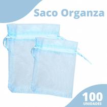 Saco Organza - Saquinho Azul 7x9 cm - C/ 100 Para Lembrancinha - BRX